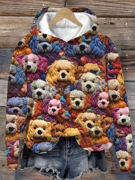 Creative Print Hoodie, Women's Patterned Pullover