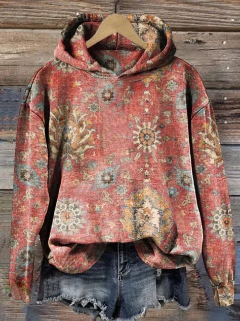 Creative Print Hoodie, Women's Patterned Pullover