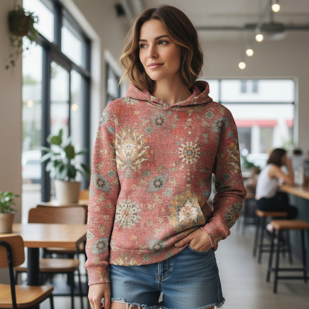 Creative Print Hoodie, Women's Patterned Pullover