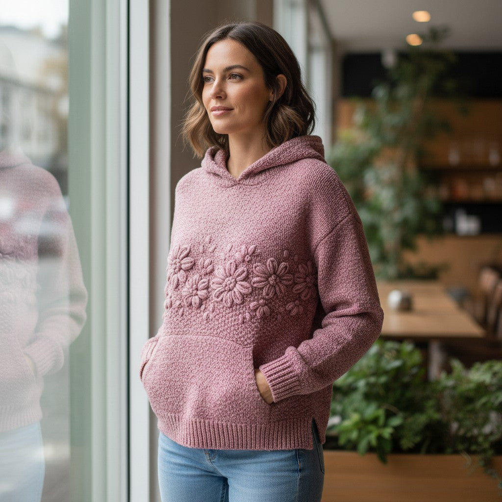 Creative Print Hoodie, Women's Patterned Pullover