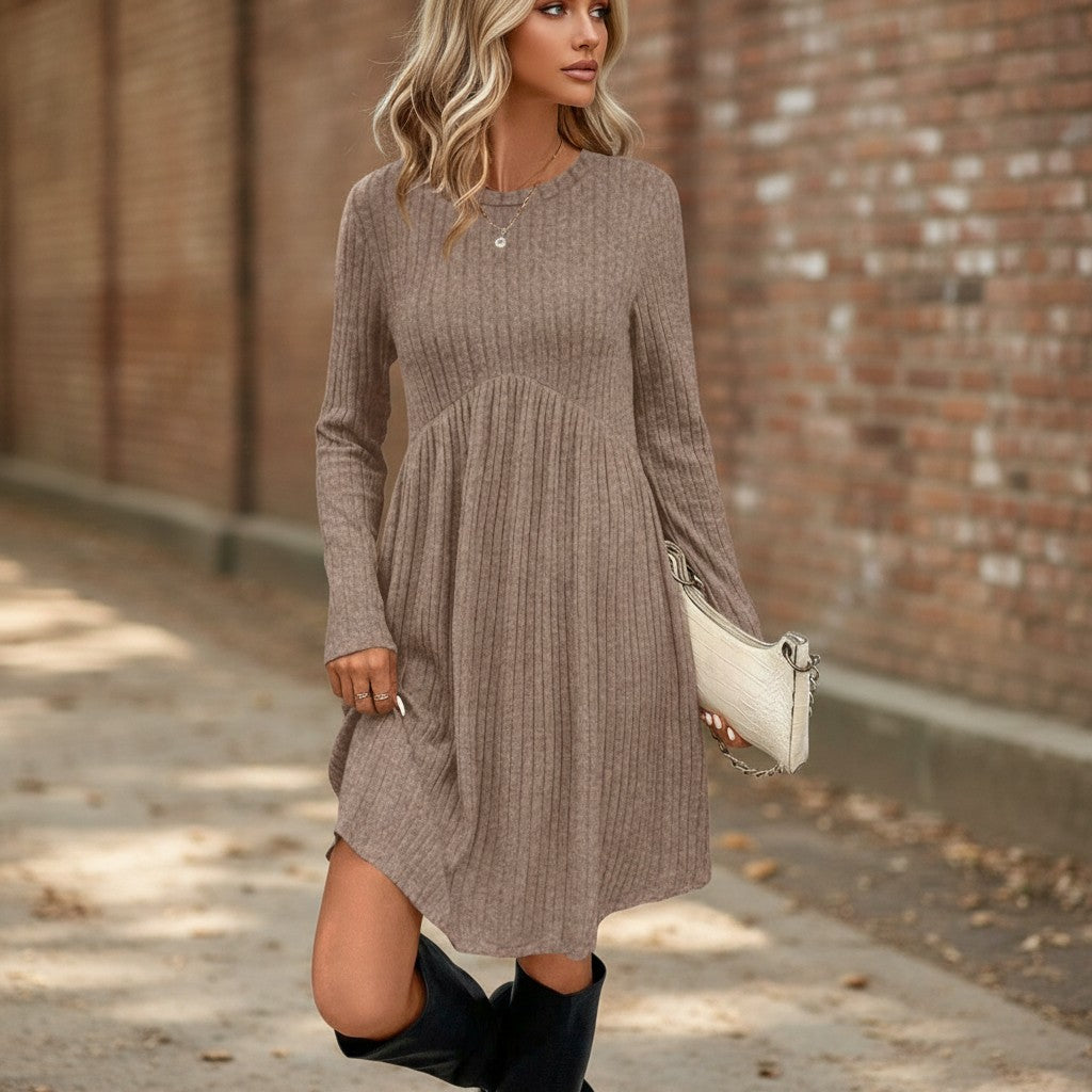 Women's Thick Winter Bohemian Solid-Color Knee-Length A-Line Dress