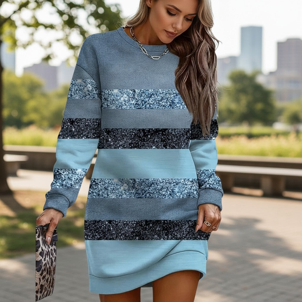 Leopard Print Drop-Shoulder Color Block Tunic, Fall-Winter Style