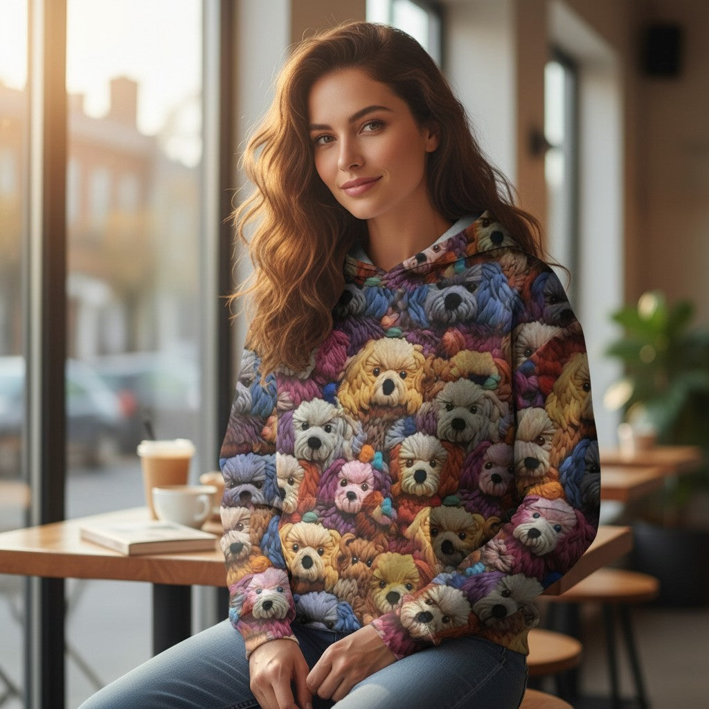 Creative Print Hoodie, Women's Patterned Pullover